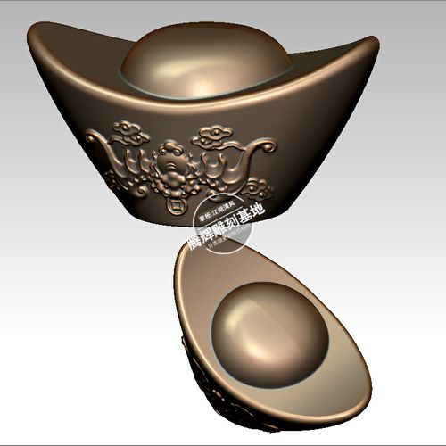 立体图3d模型打印扫描stl/obj四轴圆雕数控雕刻木雕蝙蝠元宝摆件